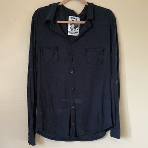 Rock etiquette blue button down top